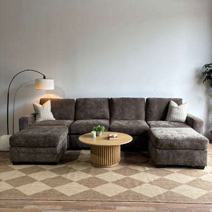 Atlas Modular Double Chaise Couch in Brown Chenille