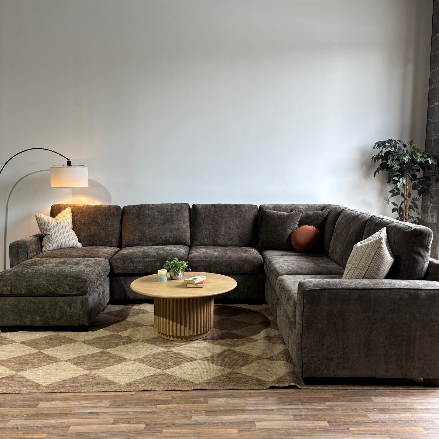 Atlas Modular Grand Corner Couch in Brown Chenille
