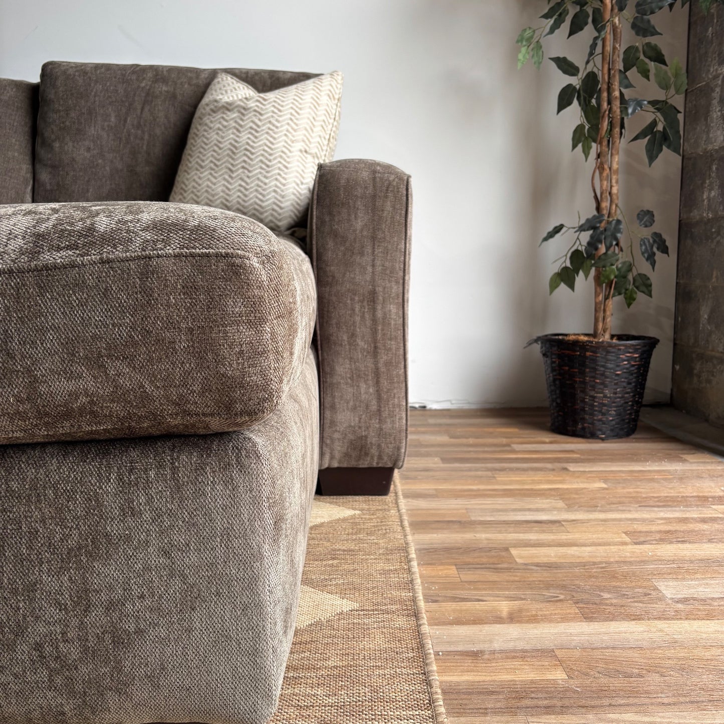 Atlas Modular Grand Corner Couch in Brown Chenille