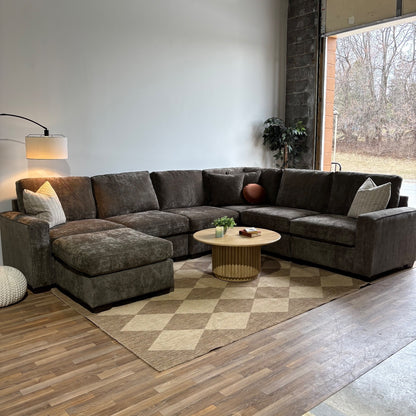 Atlas Modular Grand Corner Couch in Brown Chenille