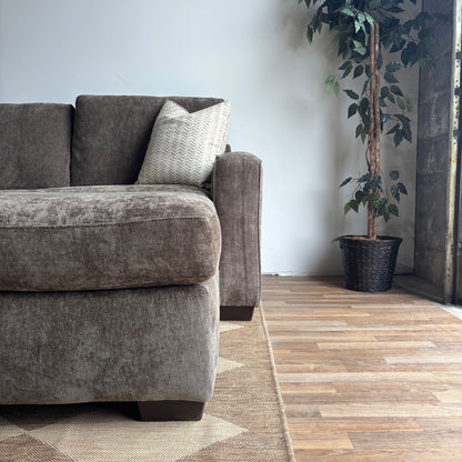 Atlas Modular Grand Corner and Ottoman in Brown Chenille