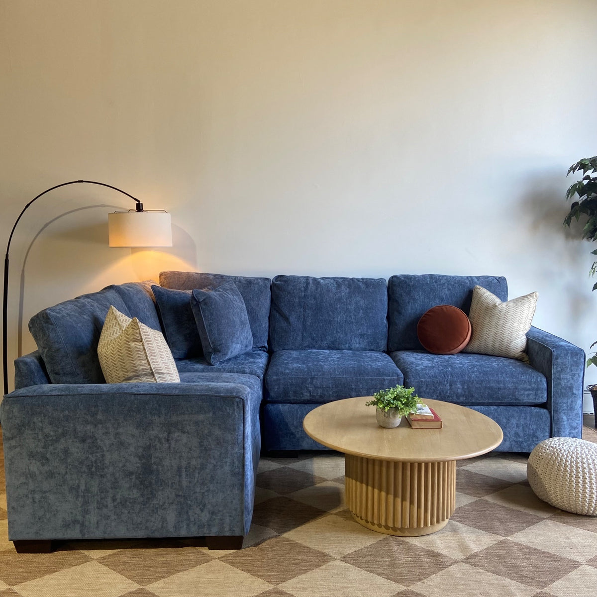 Atlas Modular L-Shaped Enclosed in Blue Chenille — Kindred Couches