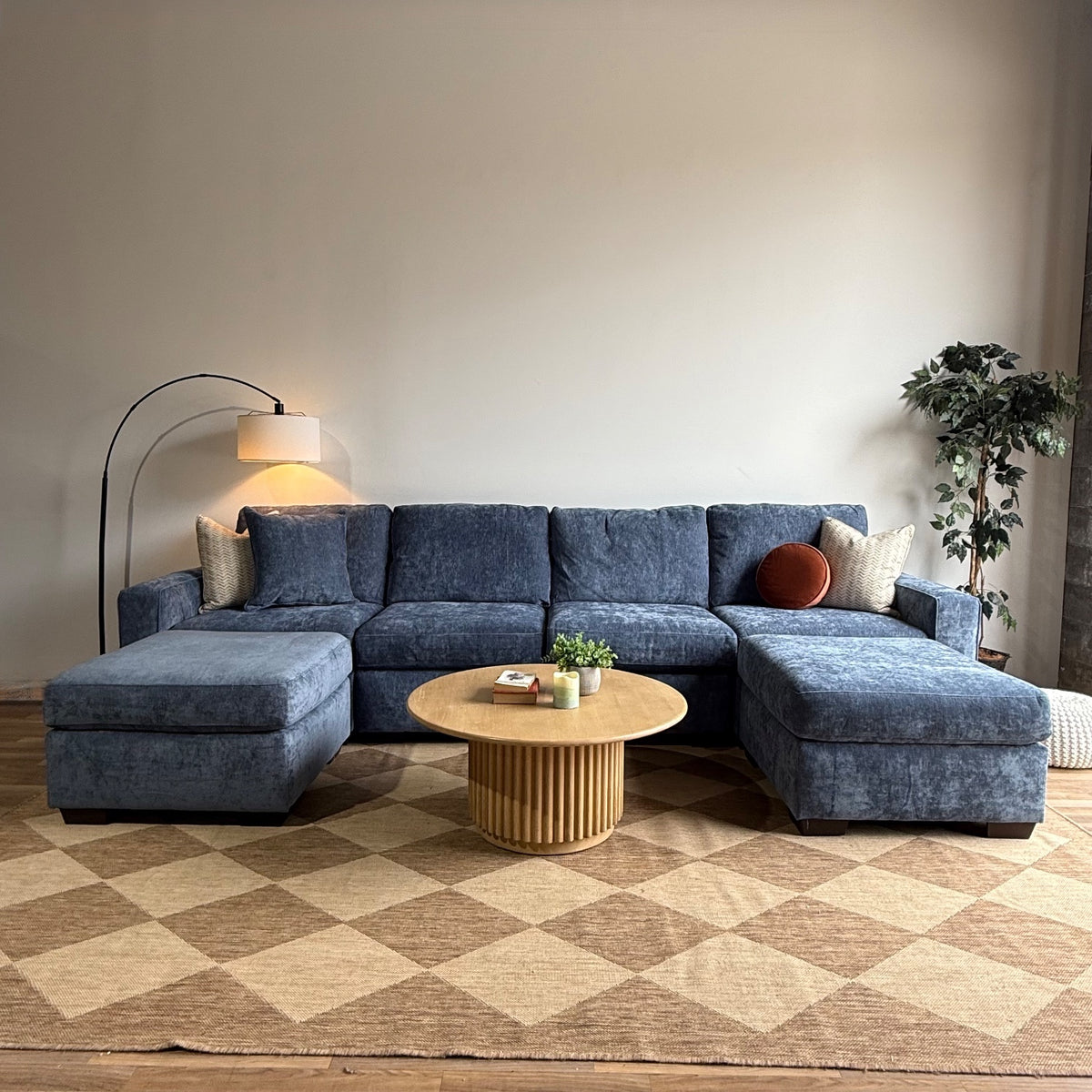 Atlas Modular Double Chaise Sectional in Blue Chenille — Kindred Couches