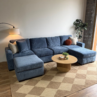 Atlas Modular Double Chaise Sectional in Blue Chenille — Kindred Couches