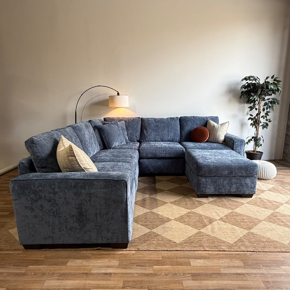 Atlas Modular Corner Sectional + Ottoman in Blue Chenille — Kindred Couches