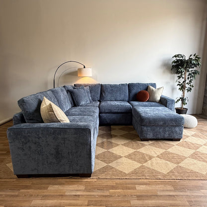 Atlas Modular Corner Sectional + Ottoman in Blue Chenille — Kindred Couches