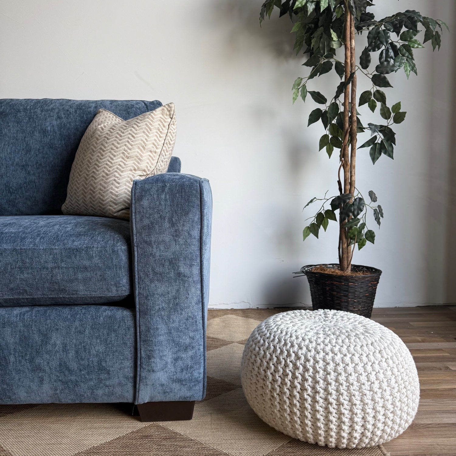 Atlas Modular Grand Corner Sectional + Ottoman in Blue Chenille — Kindred Couches