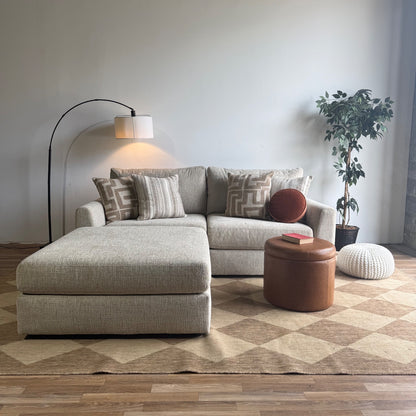 Willow Modular Loveseat + Ottoman in Beige Fabric — Kindred Couches