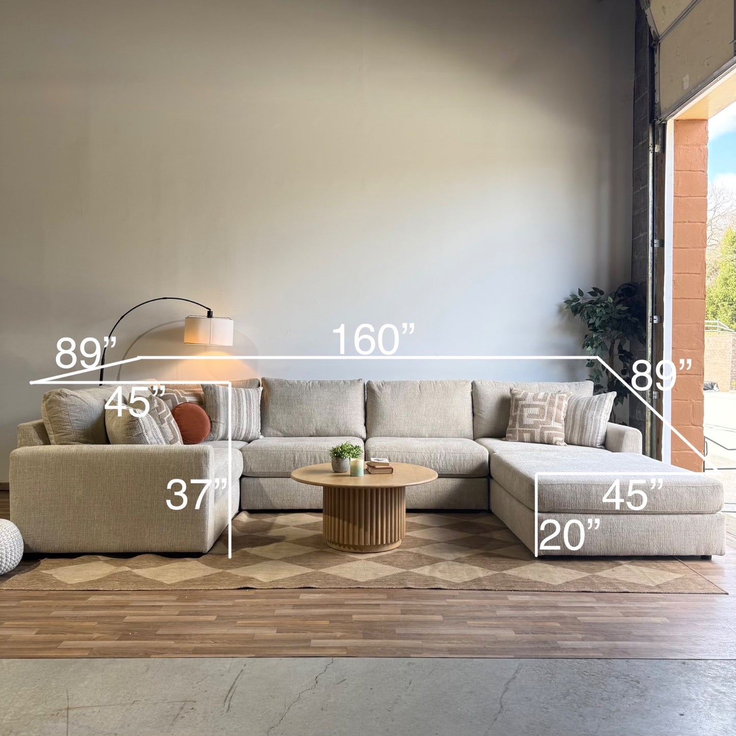 Willow Modular U-Shape Enclosed Sectional in Beige Fabric — Kindred Couches
