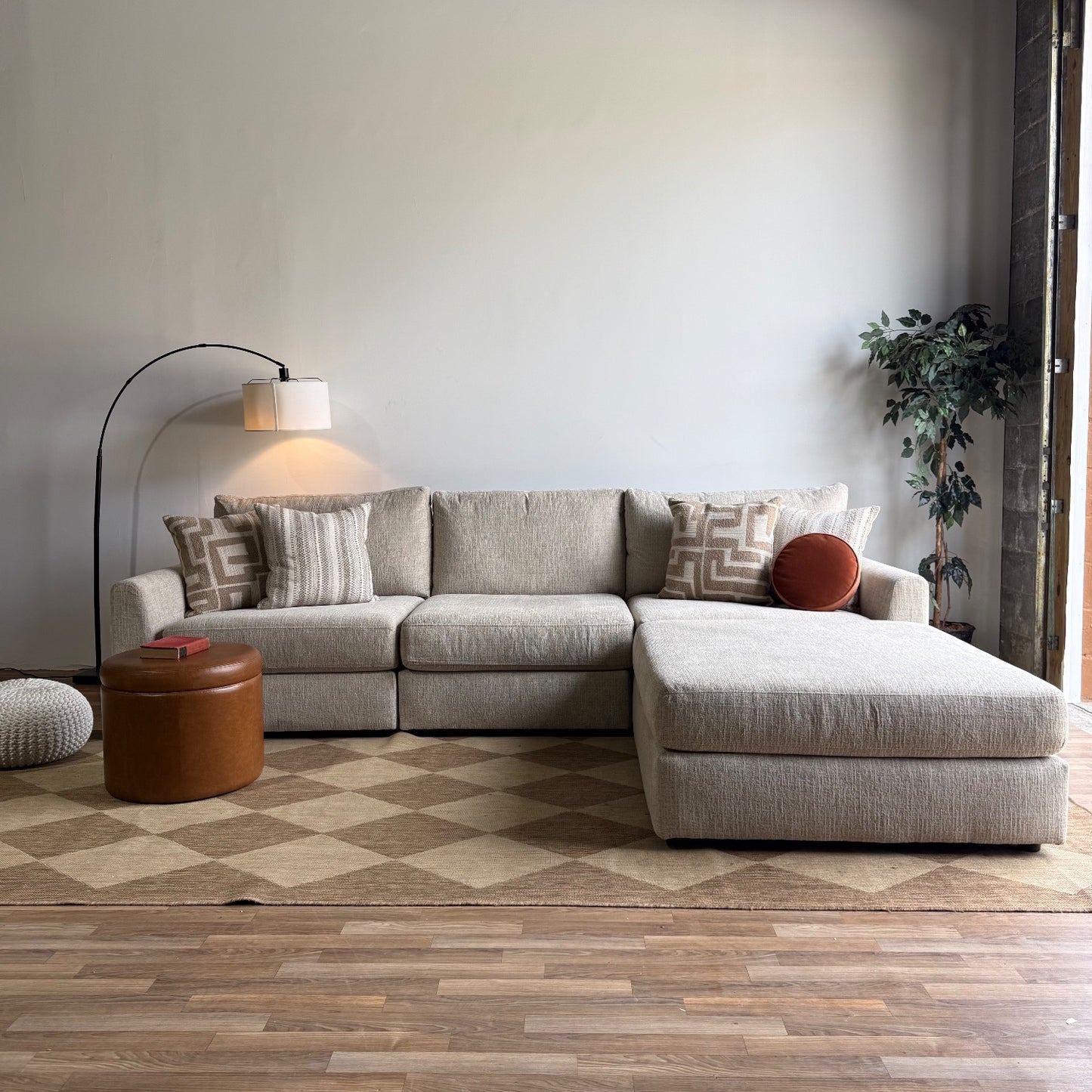 Willow Modular Sofa + Ottoman in Beige Fabric — Kindred Couches