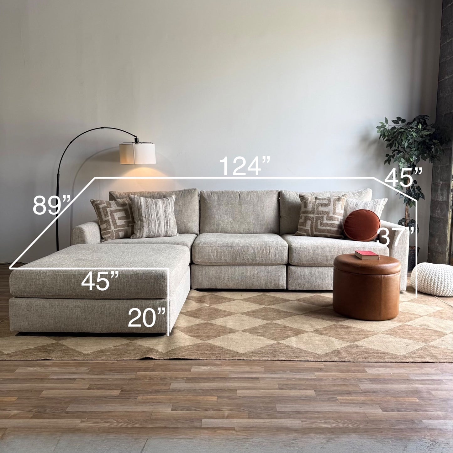 Willow Modular Sofa + Ottoman in Beige Fabric — Kindred Couches