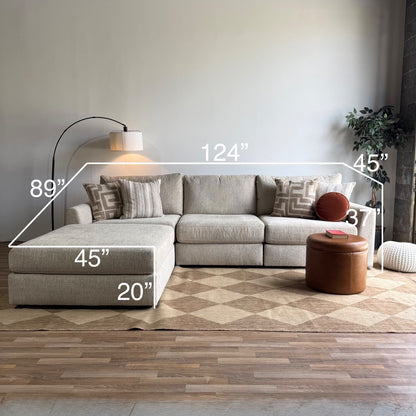 Willow Modular Sofa + Ottoman in Beige Fabric — Kindred Couches