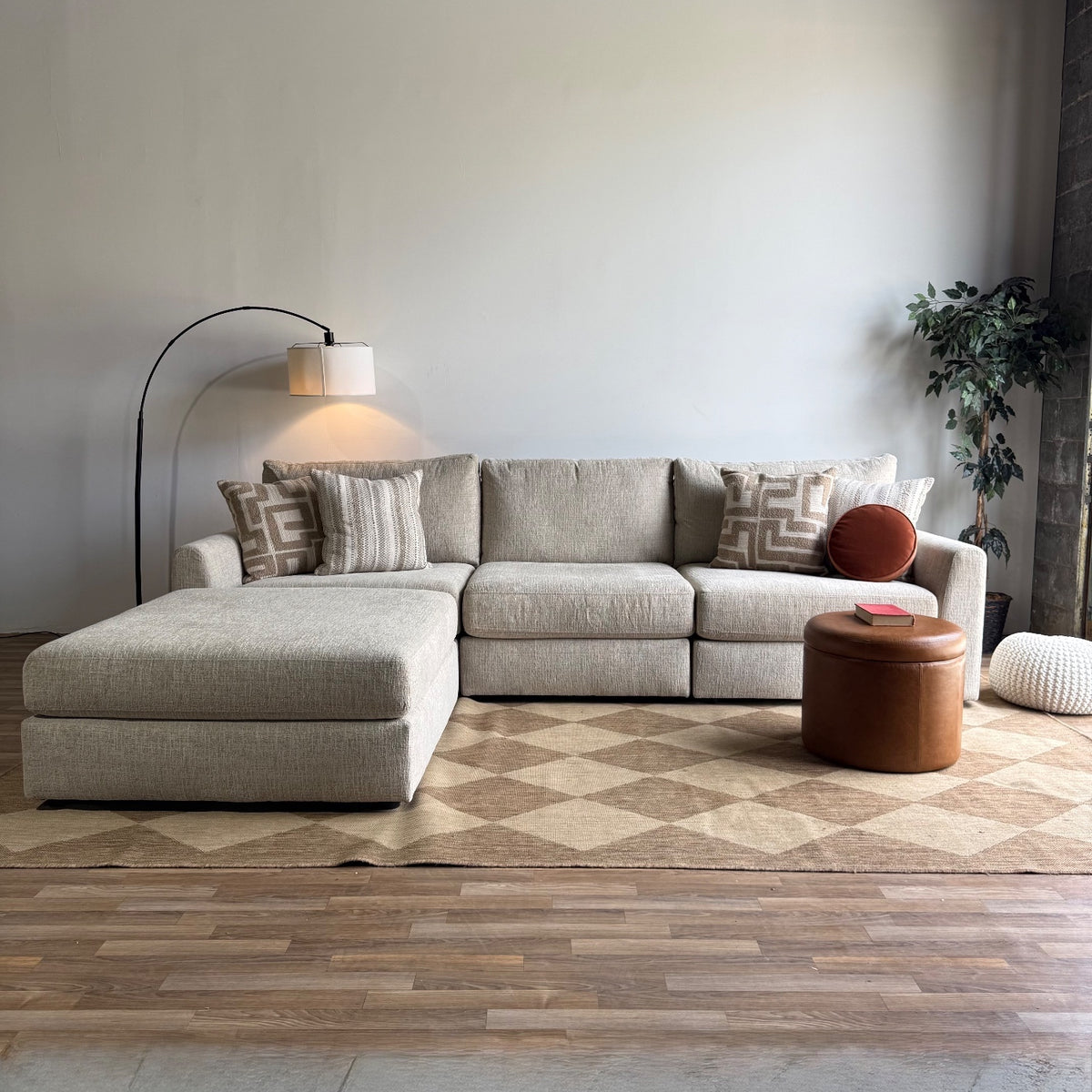 Willow Modular Sofa + Ottoman in Beige Fabric — Kindred Couches