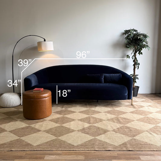 Interior Define Fiona Sofa in Blue Performance Velvet