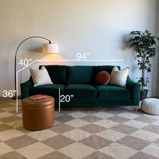 Interior Define Alexander 3-seat Sofa in Green Performance Velvet