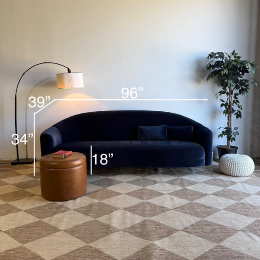 Interior Define Fiona Sofa in Blue Performance Velvet