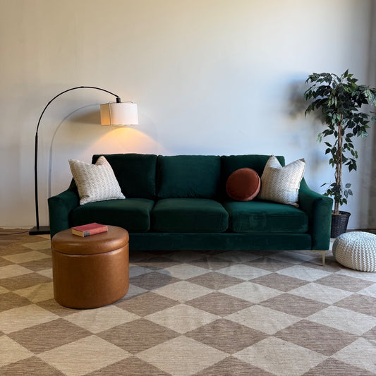 Interior Define Alexander 3-seat Sofa in Green Performance Velvet