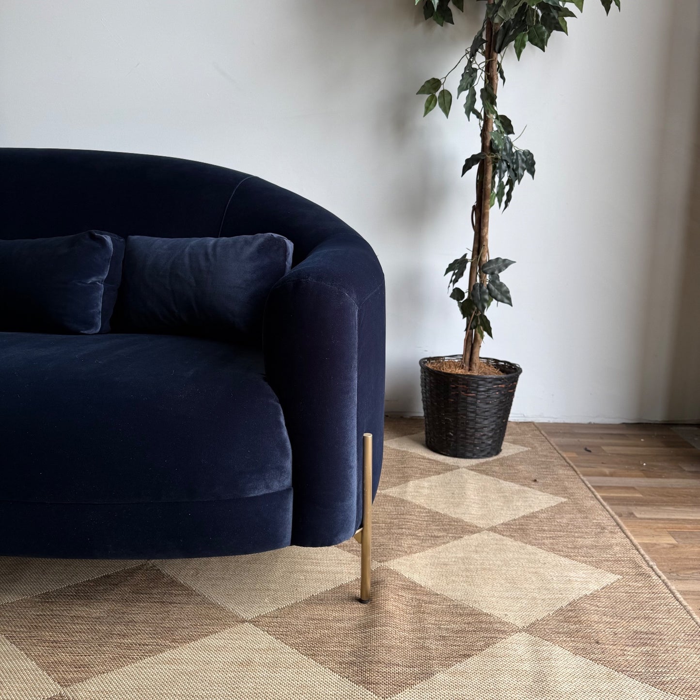 Interior Define Fiona Sofa in Blue Performance Velvet