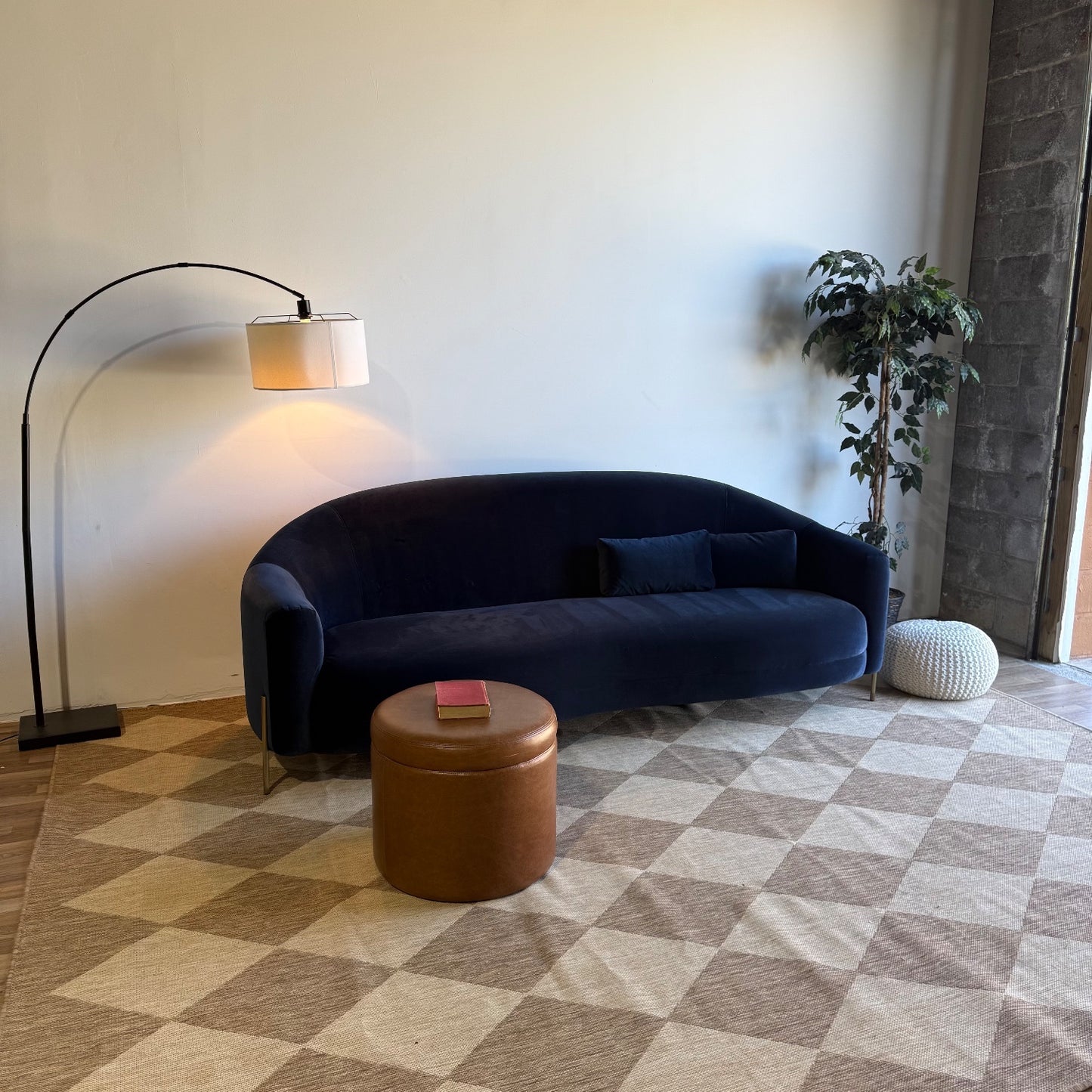Interior Define Fiona Sofa in Blue Performance Velvet