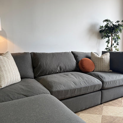 Serene Sofa w/Ottoman in Charcoal Gray Linen Fabric