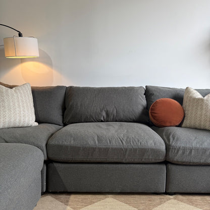 Serene Sofa w/Ottoman in Charcoal Gray Linen Fabric