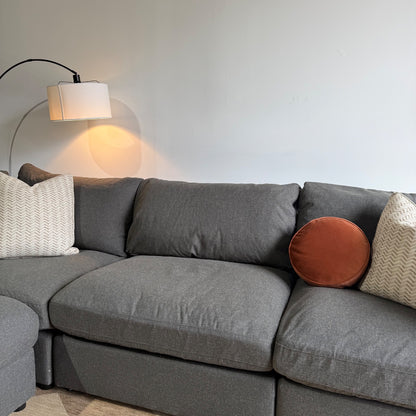 Serene Sofa w/Ottoman in Charcoal Gray Linen Fabric