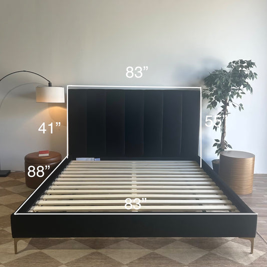 Interior Define Lowen Bed In Black Performance Plush Velvet