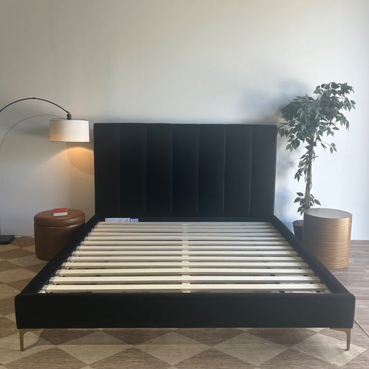 Interior Define Lowen Bed In Black Performance Plush Velvet