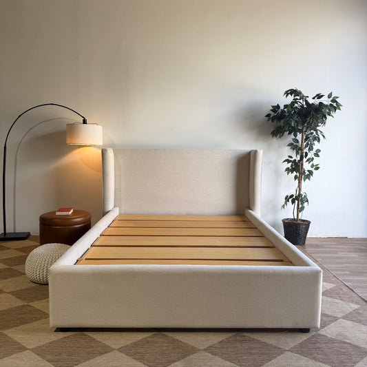 Interior Define Graham Bed Frame in Beige Performance Fabric