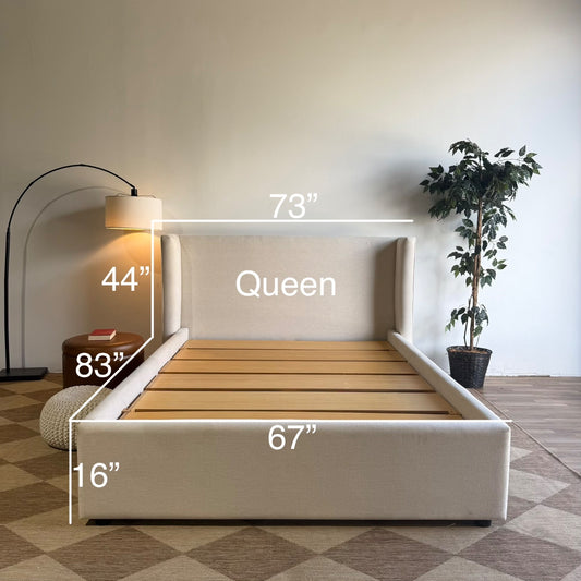 Interior Define Graham Bed Frame in Beige Performance Fabric