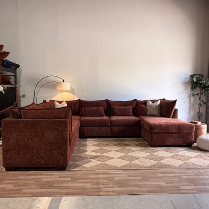 Ambler Modular Grand Corner Right Chaise Sectional in Red Chenille — Kindred Couches