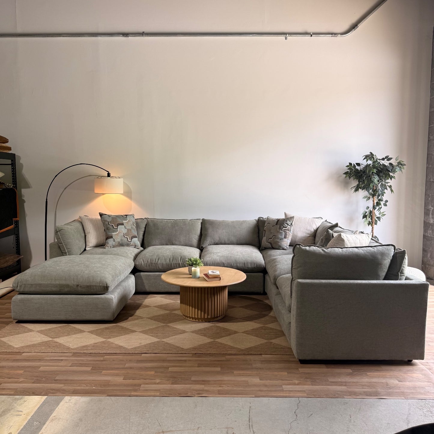 Mesa Grand Corner Sectional + Ottoman in Sage Green Chenille