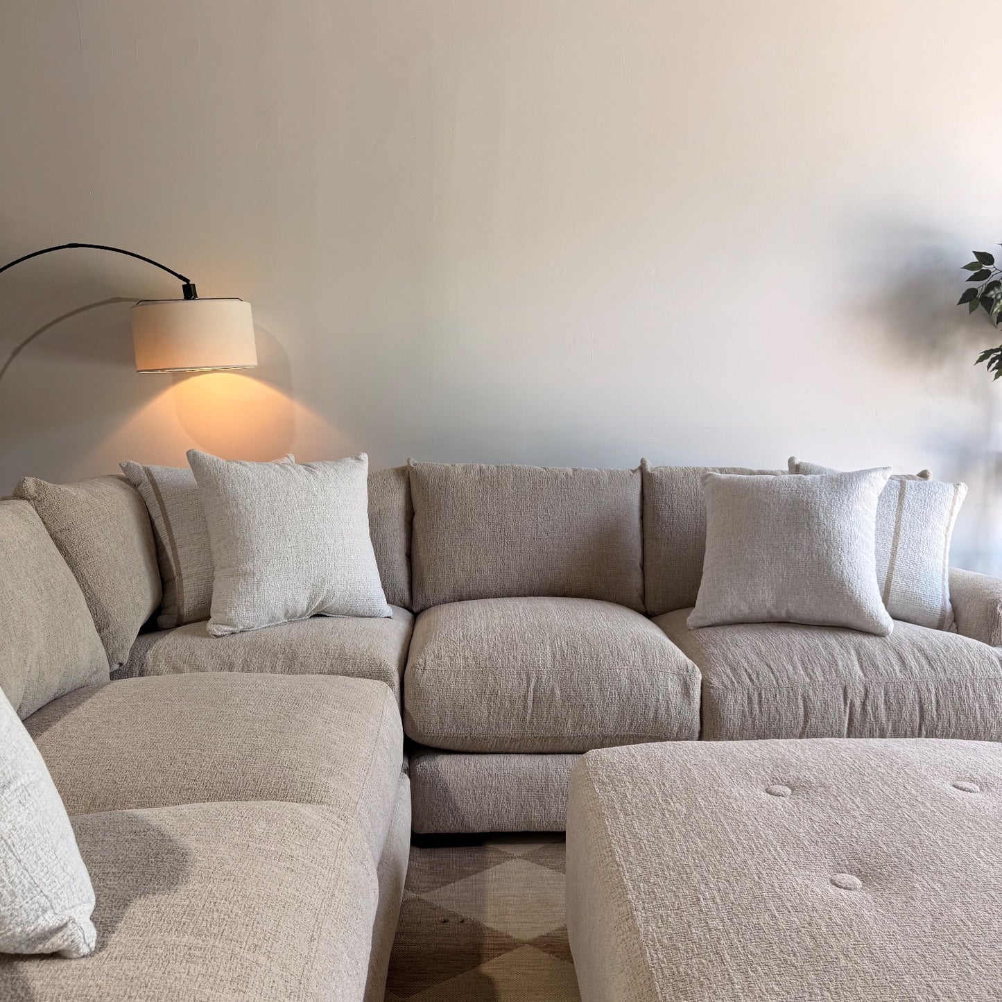 Parker Corner Sectional + Ottoman in Beige — Kindred Couches