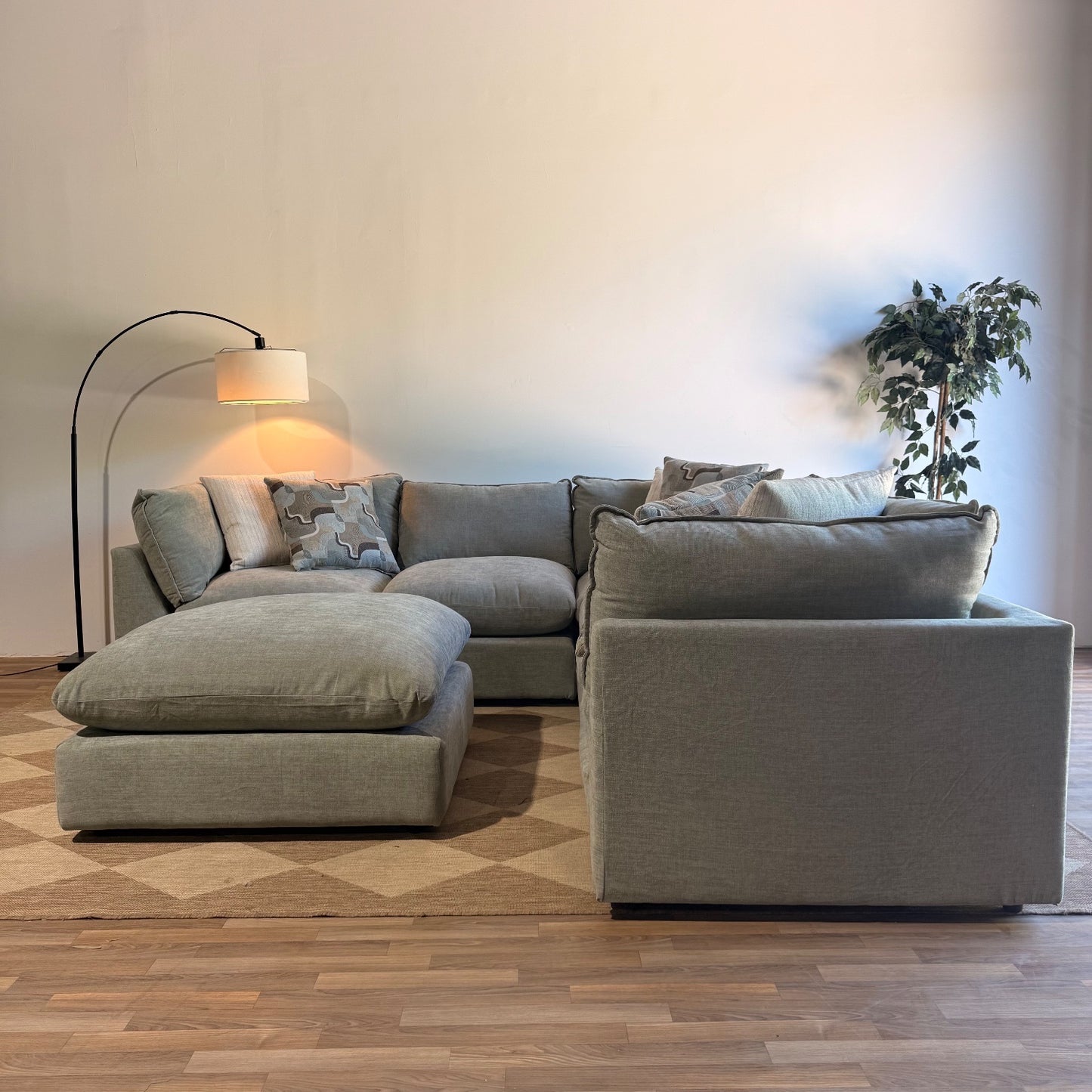 Mesa Corner Sectional + Ottoman in Sage Green