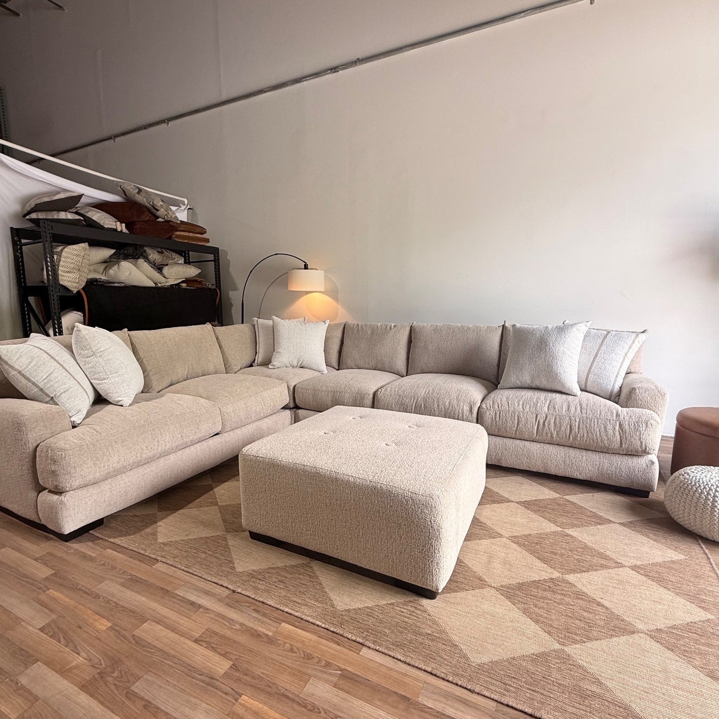 Parker Grand Corner + Ottoman Sectional in Beige — Kindred Couches