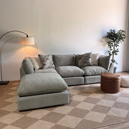 Mesa Sofa w/ Ottoman in Sage Green Chenille
