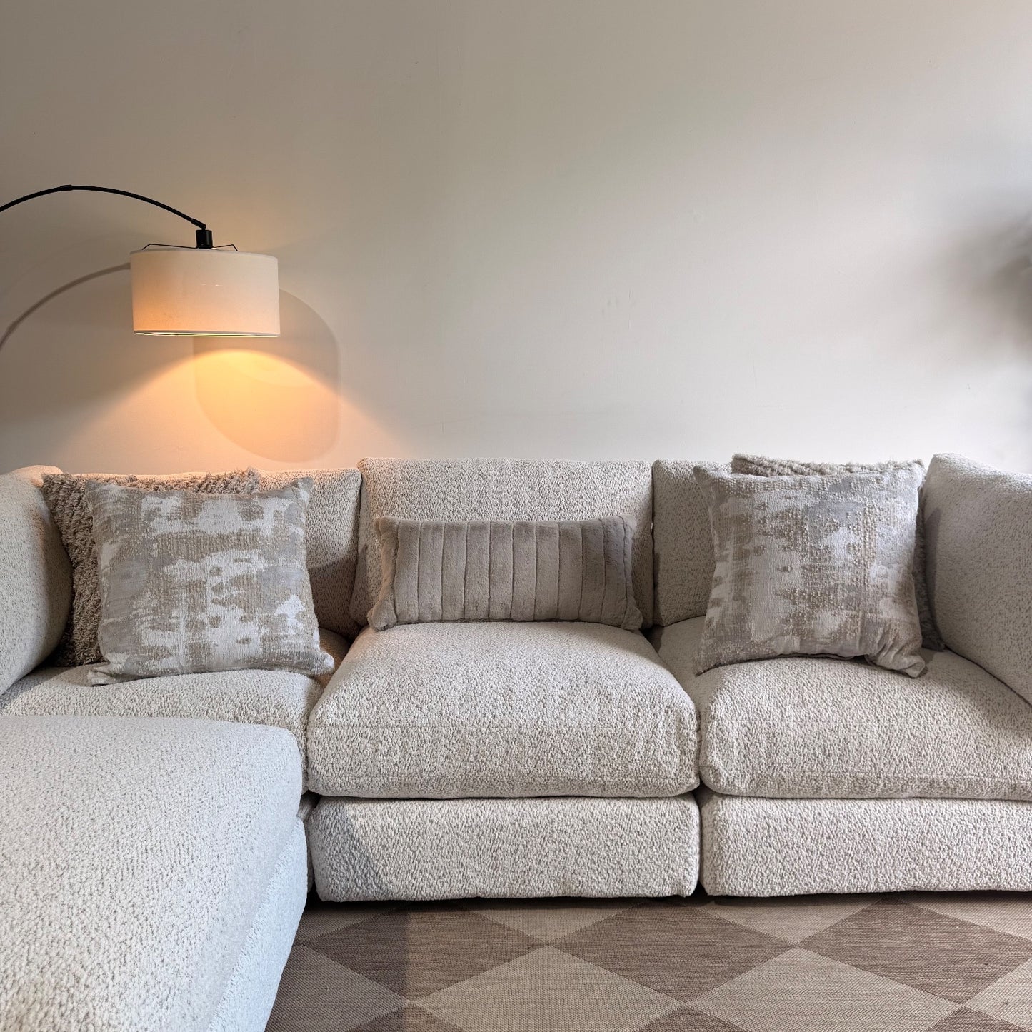 Georgia Sofa + Ottoman in Cream Boucle