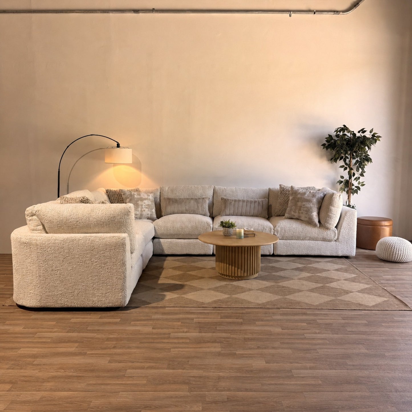 Georgia Grand Corner Sectional in Cream Boucle