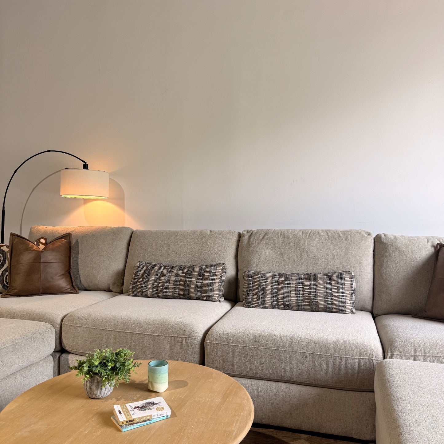 Oak Double Chaise in Beige Performance Fabric