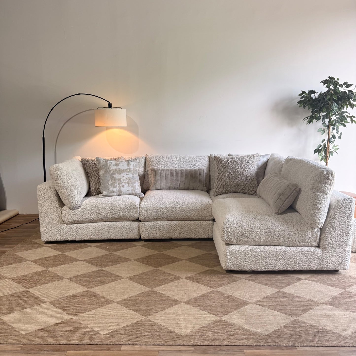 Georgia L-Shape Sectional in Cream Boucle