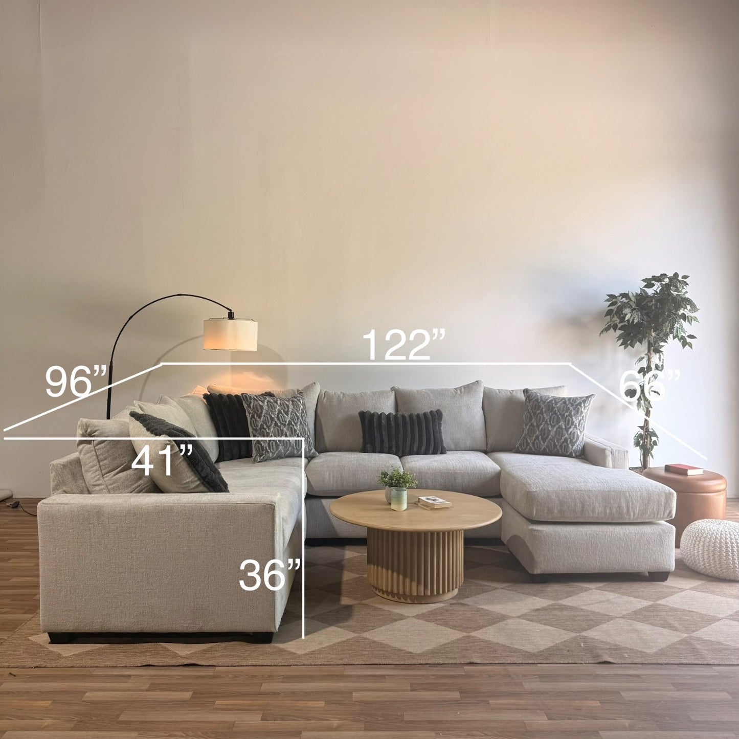 Carter Sectional in Beige Fabric