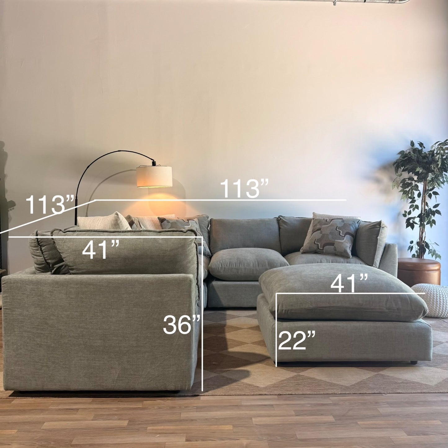 Mesa Corner Sectional + Ottoman in Sage Green