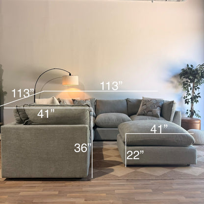 Mesa Corner Sectional + Ottoman in Sage Green