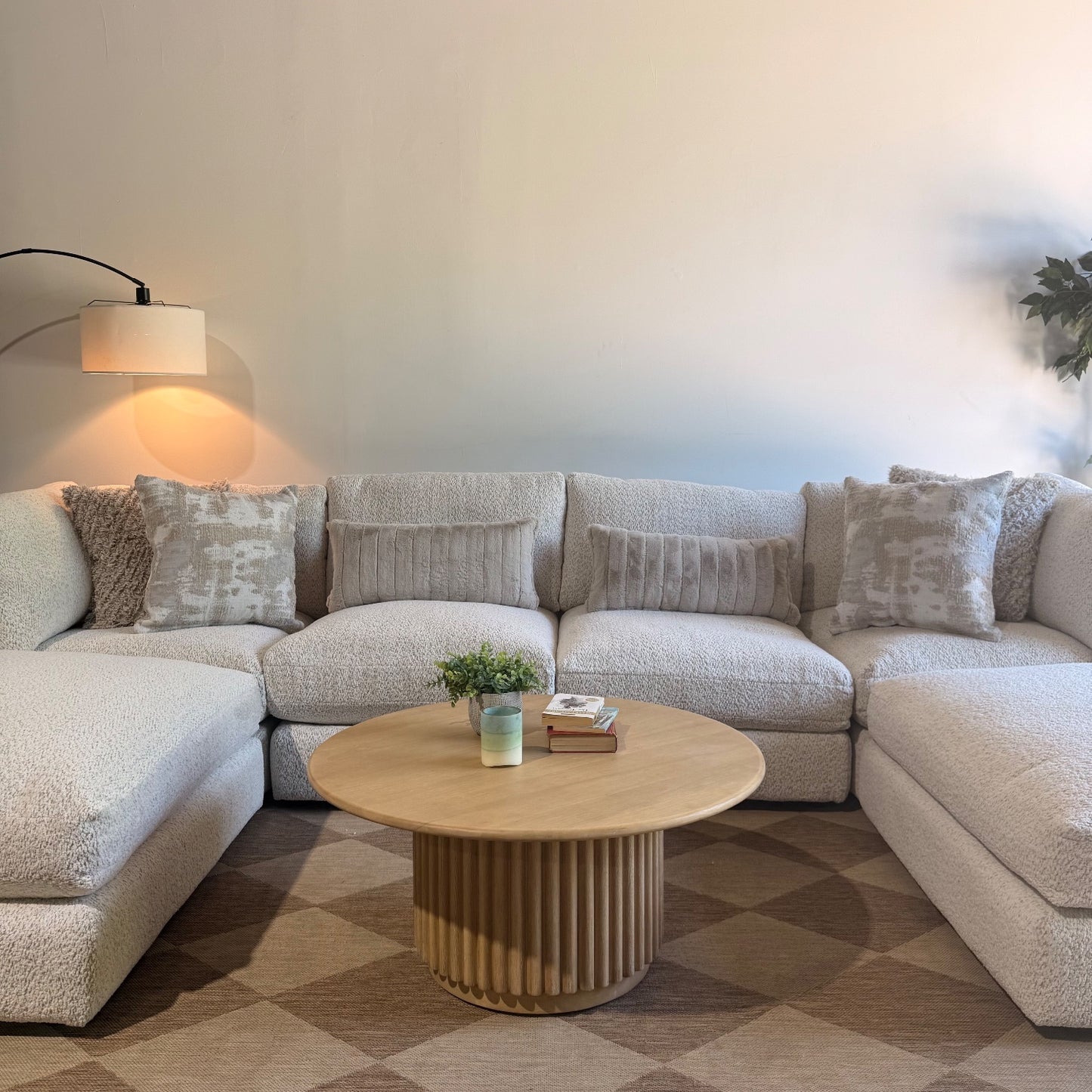 Georgia Double Chaise Sectional in Cream Boucle — Kindred Couches