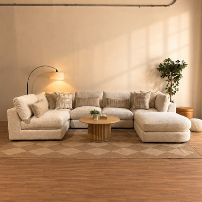 Georgia U-Shape Sectional in Cream Boucle — Kindred Couches