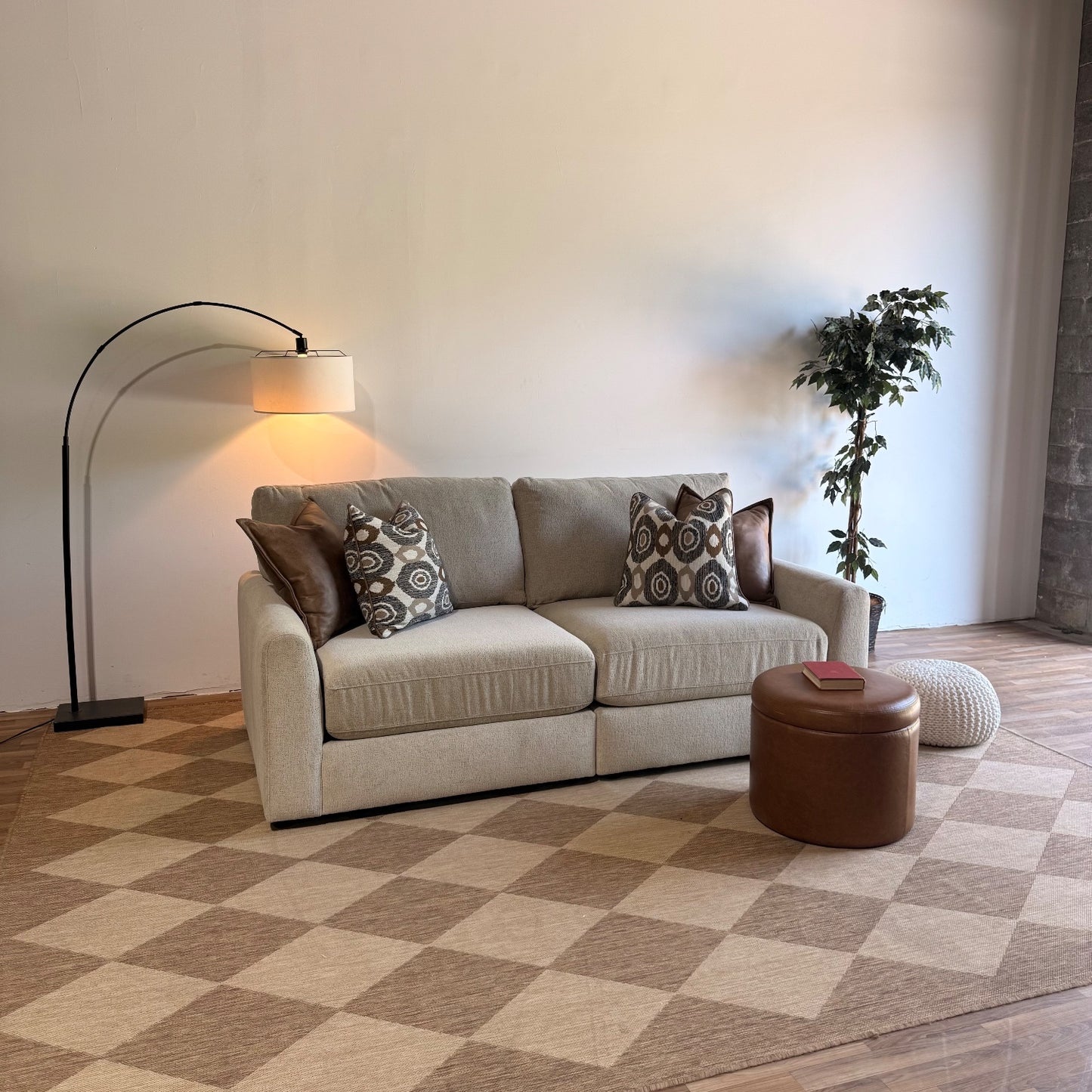 Oak Loveseat in Beige Performance Fabric