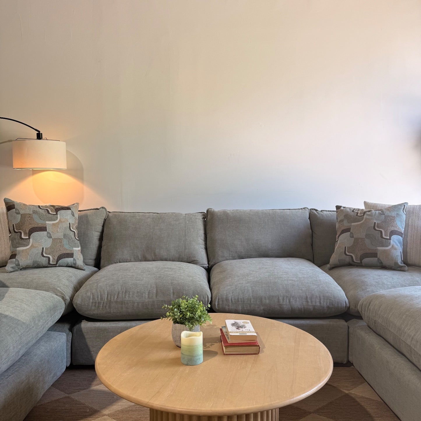 Mesa U-Shape Enclosed Sectional in Sage Green Chenille