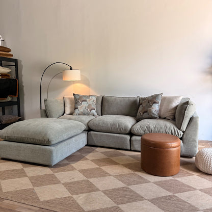 Mesa Sofa w/ Ottoman in Sage Green Chenille
