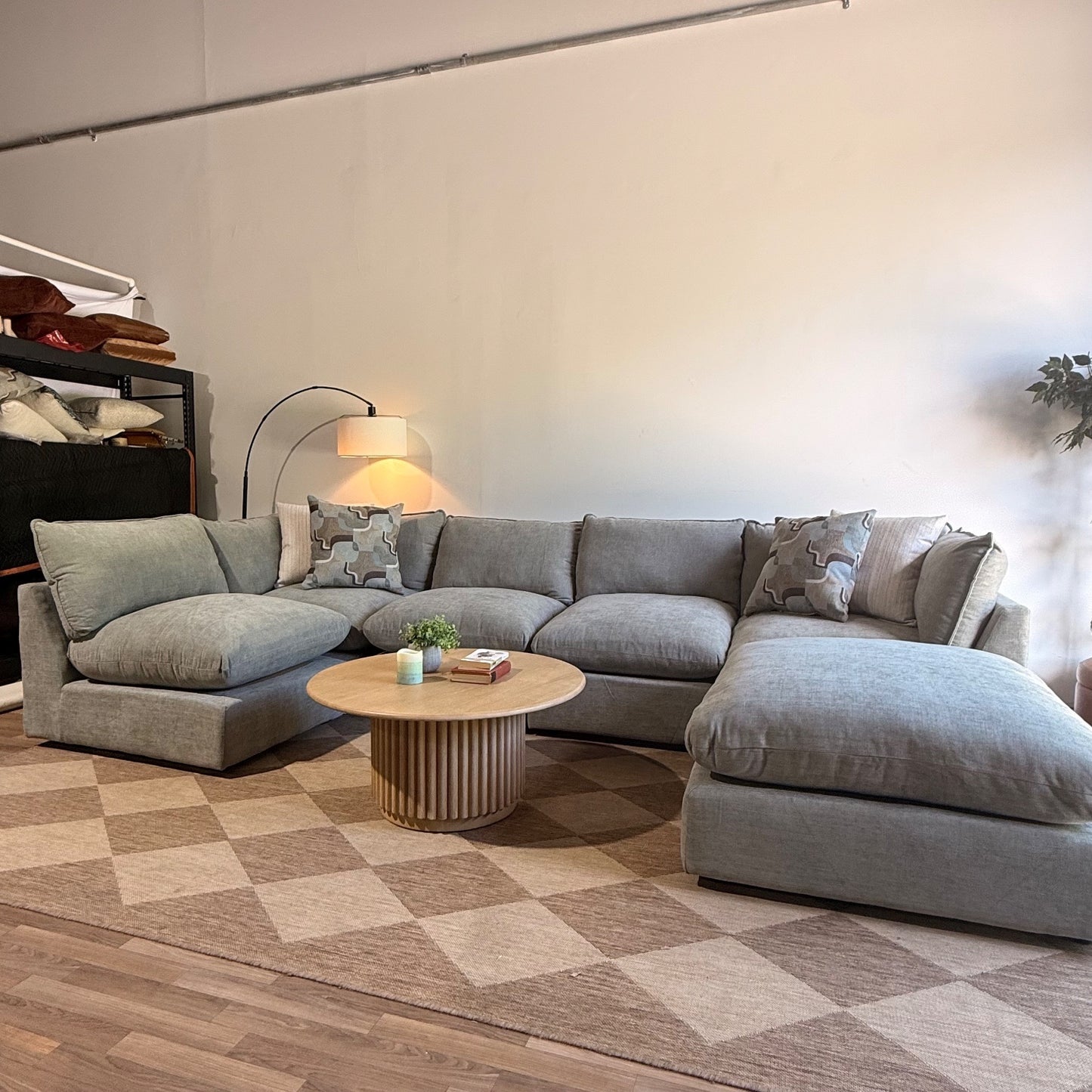 Mesa U-Shape Sectional in Sage Green Chenille