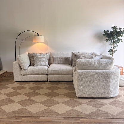 Georgia L-Shape Enclosed Sectional in Cream Boucle — Kindred Couches